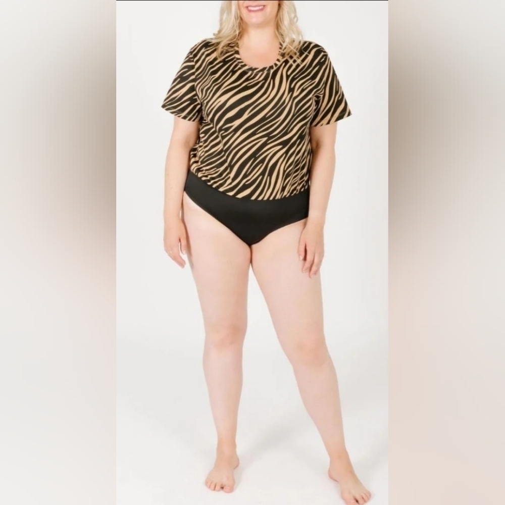Smash + Tess The T-Shirt Bodysuit in Black and Tan Zebra, BNWT, Size XXL